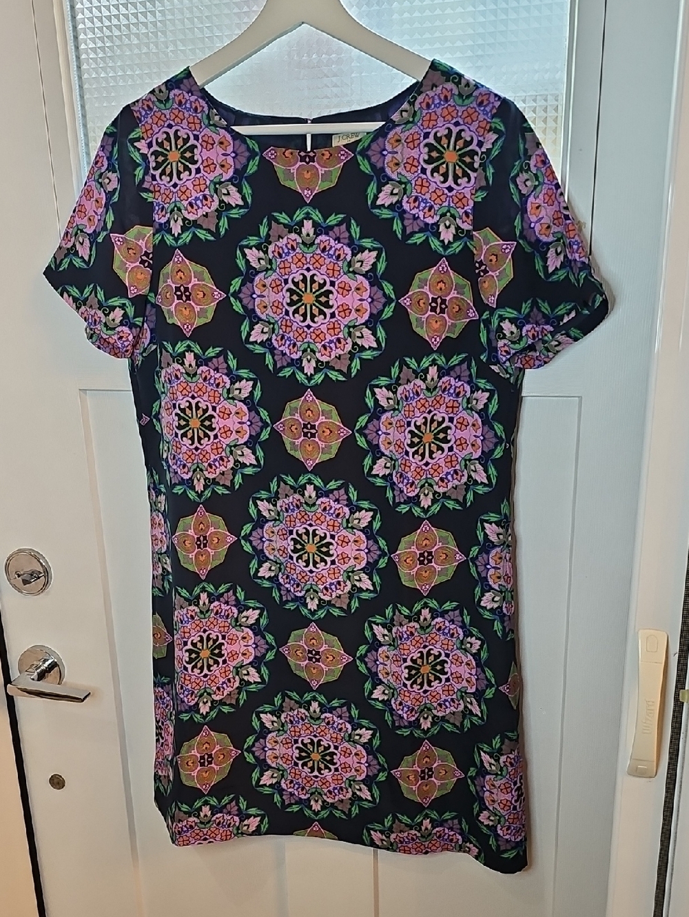 J.CREW Floral Medallion Shift Dress in Black and Purple